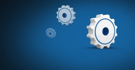 Poster - 3D cogs icon with blue background