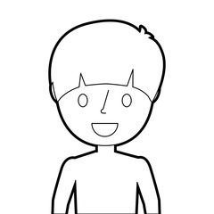 Sticker - young boy portrait smiling cartoon vector illustration