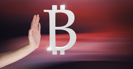 Sticker - Hand open with bitcoin symbol icon