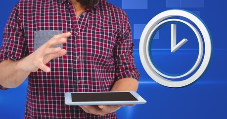 Poster - Hand holding tablet with 3D clock time icon