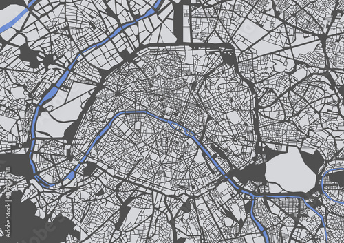 Fotografía map of the city of Paris, France