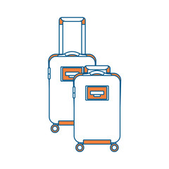 Wall Mural - two suitcases luggage travel with handle and wheels vector illustration