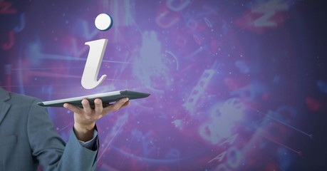 Poster - hand holding tablet with 3d information icon