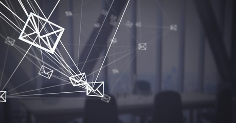 Poster - 3D connected email message icons with dark background