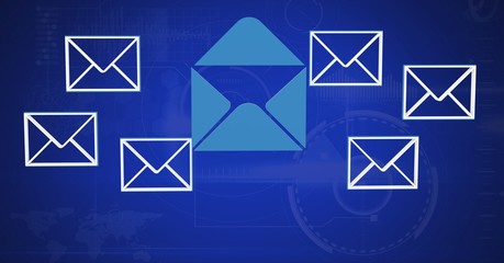 Poster - 3d email message icons with blue background