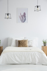 Wall Mural - King-size bed with brown pillow