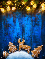 Wall Mural - christmas holidays ornament flat lay; christmas card background