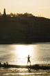 © Arno Images - Young Japanese woman practicing yoga exercises near a river in a summer day in the city at sunset