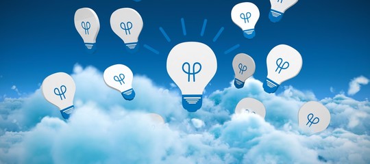 Poster - Composite image of glowing light bulb icon