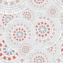 Poster - Abstract seamless pattern of geometric shapes. Circular mosaic.