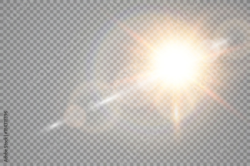 Fotomural Vector transparent sunlight special lens flare light effect