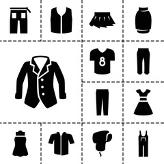 Wall Mural - Apparel icons. set of 13 editable filled apparel icons