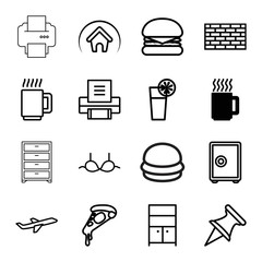 Poster - Set of 16 solid outline icons