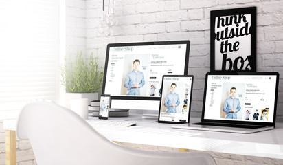 Poster - devices collection workplace with online shop