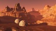 © ustas - settlement on Mars, a Martian landscape