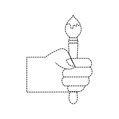 Sticker - dotted shape hand with painbrush art tool design