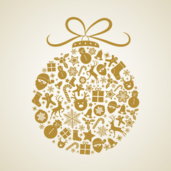 Wall Mural - Golden Christmas ball. Vector.