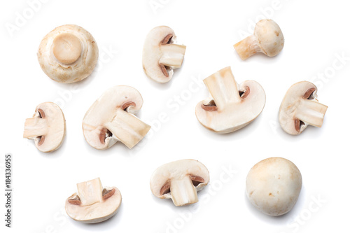 Fotografía mushrooms isolated on white background. top view
