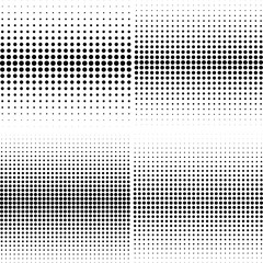 Wall Mural - Set of halftone dotted backgrounds. Halftone effect vector patterns collection. Circle dots isolated on the white background.