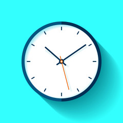 Poster - Clock icon in flat style, timer on turquoise background. Business watch. Vector design element for you project