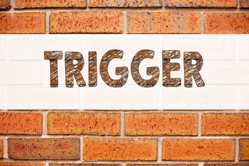 Leinwandbilder - Conceptual announcement text caption inspiration showing Trigger. Business concept for Stir Spark Loose or Unleash Idea written on old brick background with copy space