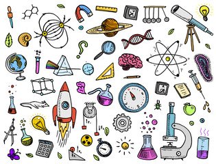 Wall Mural - engraved hand drawn in old sketch and vintage style. scientific formulas and calculations in physics