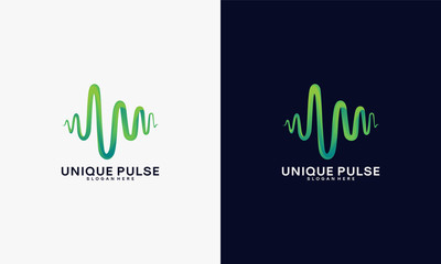 Wall Mural - 3d unique pulse in elegant logo style vector, unique vibe logo template collection
