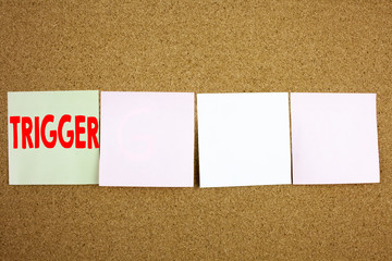 Leinwandbilder - Conceptual hand writing text caption inspiration showing Trigger Business concept for Stir Spark Loose or Unleash Idea on the colourful Sticky Note close-up background with copy space