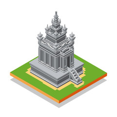 Vector Prambanan Hindu Ancient Temple in Isometric Design