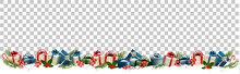 Christmas Holiday Decoration With Branches Of Tree And Gift Boxes. Vector.