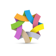 Wall Mural - abstract infinite loop logo, paper 3d origami