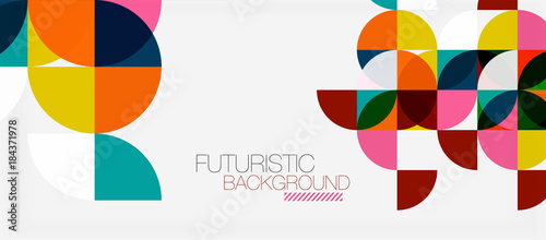 Cuadros en Lienzo Geometric triangle and circle shape, wide abstract background