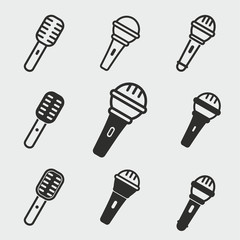 Wall Mural - Microphone icons set.