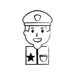 Sticker - portrait policeman smiling with hat uniform vector illustration