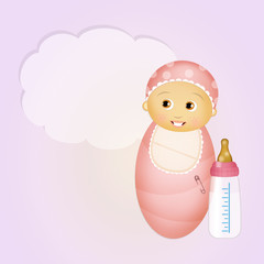 Poster - little baby female with pacifier