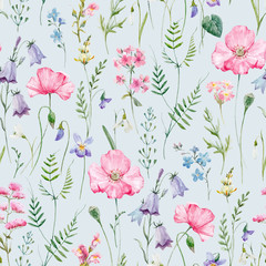 Wall Mural - Watercolor floral vector pattern