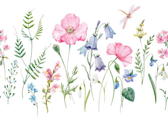 Wall Mural - Watercolor floral vector pattern