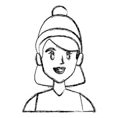 Wall Mural - Young woman with winter hat cartoon