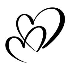 Two Lovers Heart. Handmade Vector Calligraphy. Decor For Greeting Card, Mug, Photo Overlays, T-shirt Print, Flyer, Poster Design