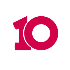 Poster - Number 10 vector symbol, simple ten text isolated on white