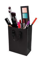 Poster - Different makeup objects in the shopping bag