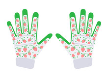 Gardening Protection Gloves. Vector Illustration. Safety Gardening Gloves Isolated On White Background