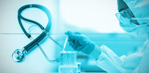 Poster - composite image of stethoscope on desk
