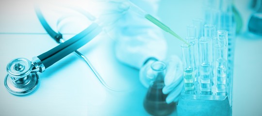 Poster - composite image of stethoscope on desk