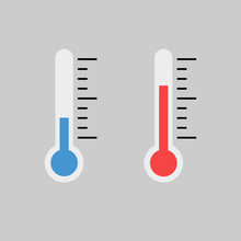 Blue And Red Flat Thermometer Indicators Illustration