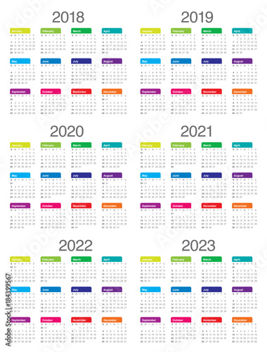 Poster Year 2018 2019 2020 2021 2022 2023 calendar vector