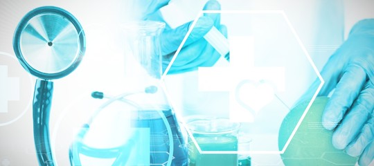 Poster - Composite image of digital background with emergency sign 