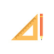 School triangular ruler and yellow pencil