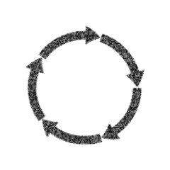 Wall Mural - Circular arrows sign. Vector. Black icon from many ovelapping circles with random opacity on white background. Noisy. Isolated.