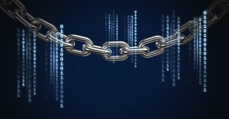 Poster - Code number binary lines over chain
